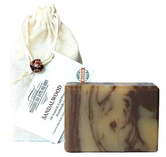 Sandalwood Handmade Bar Soap - Large 5.5-6 oz size with