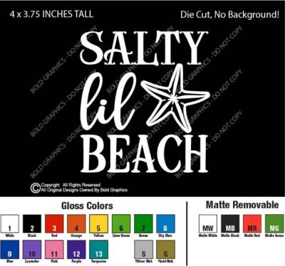 4'' Salty Lil Beach Decal Vinyl Sticker Summer Starfish Sand Sun Fun Ocean Life