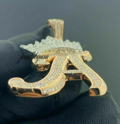 Pre-owned Nsg 2ct Genuine Moissanite Customized Any Initial A To Z Charm Pendant 925 Silver In White