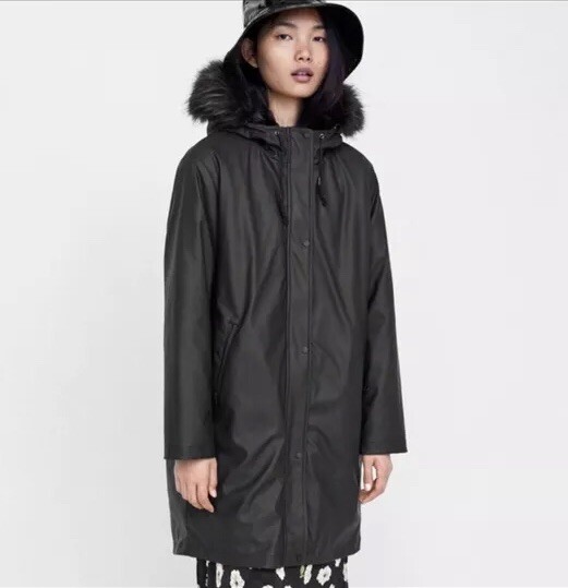 【未使用級】ZARA Long Winter Parka Lサイズ ブラック Zara Black Textured Padded Raincoat Size M UK12 Bnwt | eBay