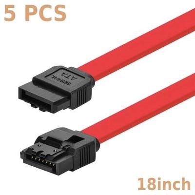 5x 18inch SATA 3.0 III SATA3 SATAiii 6GB/s HDD Hard Drive Data Cable Red Cord
