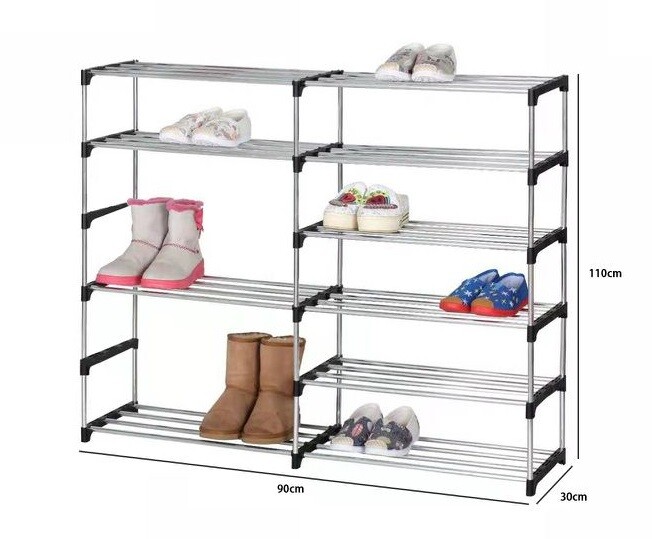 Scarpiera in Alluminio 10 Ripiani Scaffali Porta Scarpe 110x30x90cm dfh