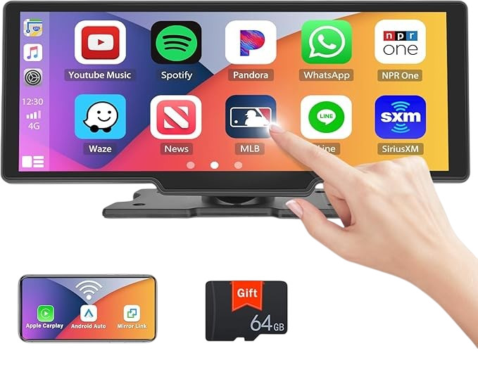 10.26 inch Wireless Carplay Auto Car Play Screen Car Tablet with 4K Front C