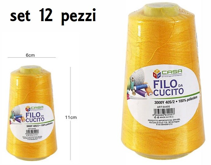 Set 12 Pz Filati A Cono Filo Poliestere Cucito 3000Y 40S/2 Ocra 64405-22 dfh
