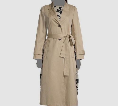 $1095 Jason Wu Women's Beige Floral Appliqué Chiffon Trench
