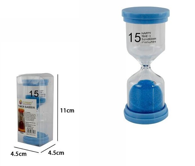 Clessidra In Vetro E Plastica Timer Sabbia Colorata Durata Tempo 15 Minuti dfh
