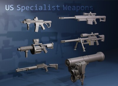 1/35 scale: Selection of 6 assorted, US Specialist Weapons (ID 5.07)