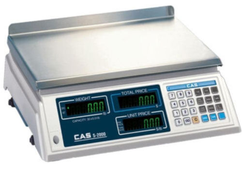 CAS S2000 Price computing Scale, 60 lb x 0.02 lb, NTEP, Legal for Trade