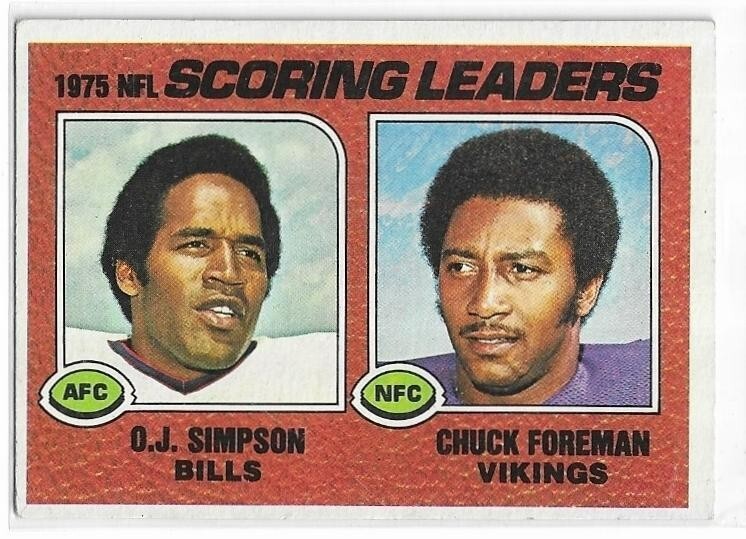 1975 NFL SCORING LEADERS OJ SIMPSON CHUCK FOREMAN 1976 Topps