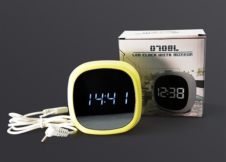 Orologio Sveglia Led 0708L Specchio Digitale Da Tavolo Lcd Temperatura hsb