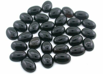 Four 14x10 14mm x 10mm Domed Oval Black Onyx Cab Cabochon Gem Gemstone BOC9