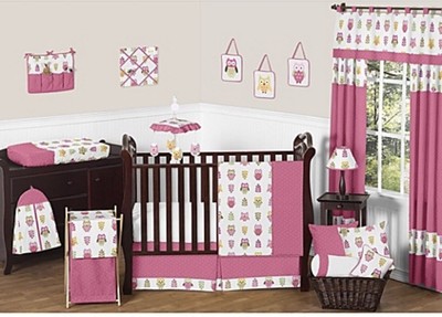 Owl Baby Bedding Crib Nursery Girls Pam Grace Creations Curtain