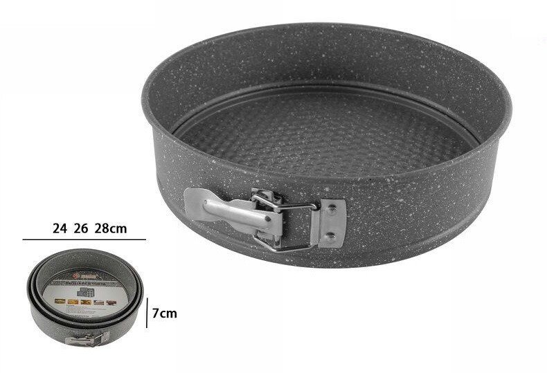 Set 3 Teglie Tortiere Antiaderenti Tonde per Torte Forno Cucina 24 26 28 cm dfh