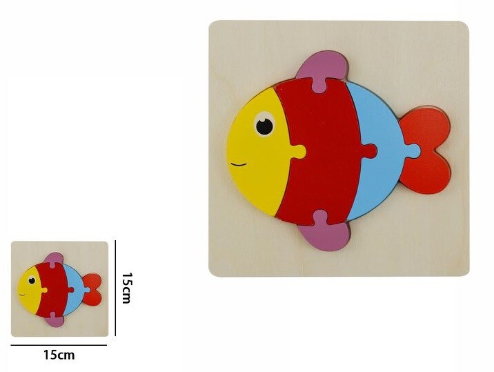 3D Puzzle Legno Forma di Pesce Educativo Bimbi Bambini Imparare dfh
