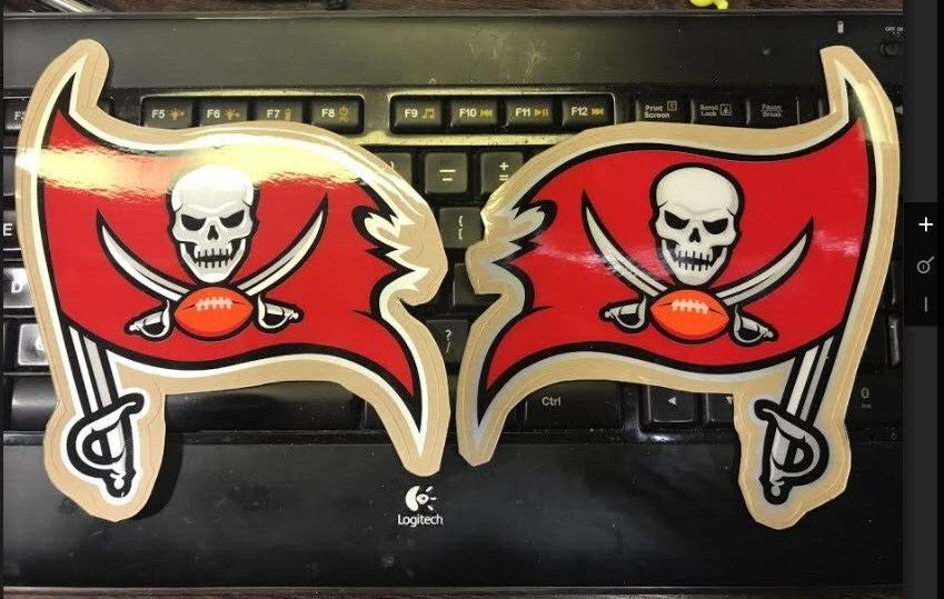 Bucs Red and Black Football Helmet Decals/ SPEED BUMPER/Ships Today