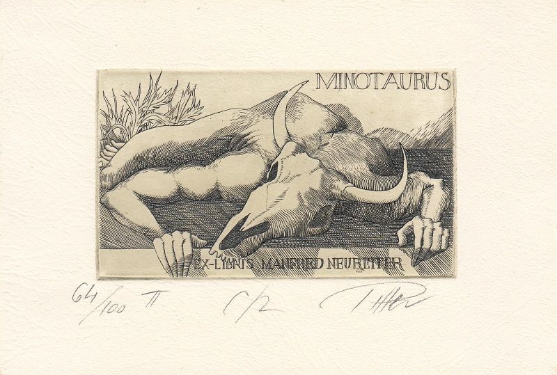 Exlibris Bookplate Gravure Sur Cuivre Attila Piller Minotaure