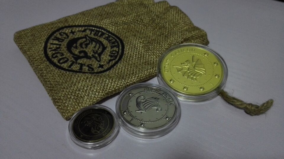 Harry Potter Gringotts Bank Coin collect set 1 Galleon,1 Sickle,1