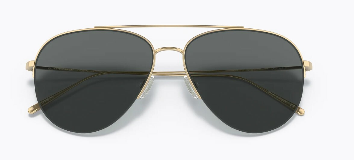 Pre-owned Oliver Peoples 0ov1303st Cleamons 529281 Gold Polarized Pilot Unisex Sunglasses In Gray Polar