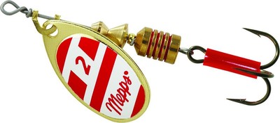 Mepps B2 G/RW Aglia In-Line Spinner 1/6 oz Plain Treble Hook