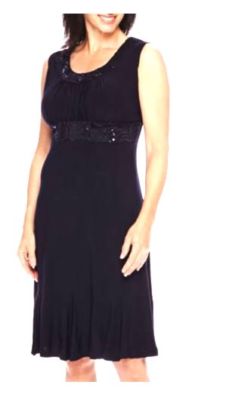 $220 R&M Richards Women'S Blue Ruffled Sequined Sleeveless Formal Dress Size 8