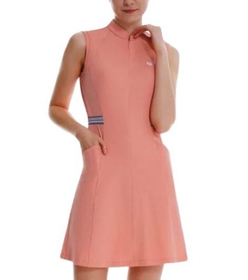 Baleaf Womens Tennis Dress Coral Orange 1/4 Zip Cut Out Pockets UPF 50 XL New