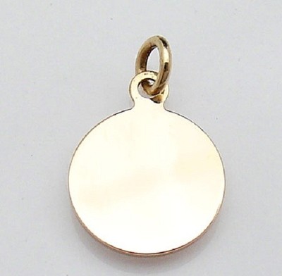 ENGRAVABLE ROUND DISC CHARM PENDANT 14K YELLOW GOLD 