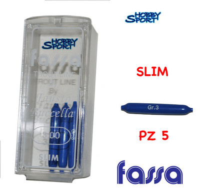 PIOMBO SLIM TREMARELLA FASSA 3,0 GR PLASTIFICATO BLU CONF 5 PZ  PESCA TROTA LAGO