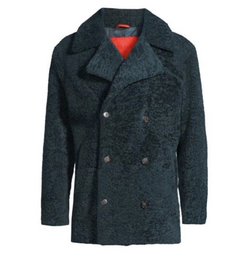 Pre-owned Isaia $5995  Men Faux Double-breasted Shearling Coat Bright Green 42 Us/52 Eu