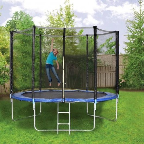 Trampoline With Safety Enclosure Ladder Foam Sleeves For Poles Kids Outdoor 10Ft