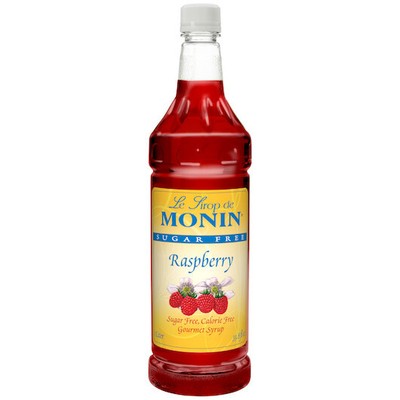 Monin Sugar Free Raspberry Syrup, 1 Liter Bottle, Pack of 4 Bottles