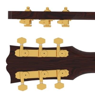 NEW Hipshot VINTAGE GUITAR TUNER UPGRADE KIT 3+3 GRIP-LOCK  CLOSED GOLD 6K2VEL0G