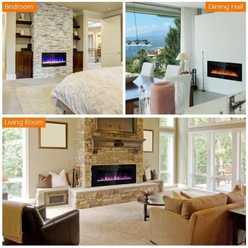 Modern 42" Recessed Ultra Thin Wall Mounted Electric Fireplace