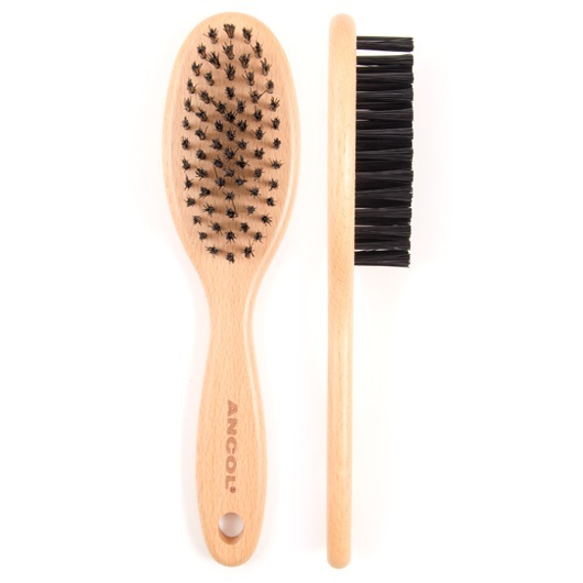 Ancol Ergo Dog Grooming Wooden Bristle Brush Double Sided Wood Handle