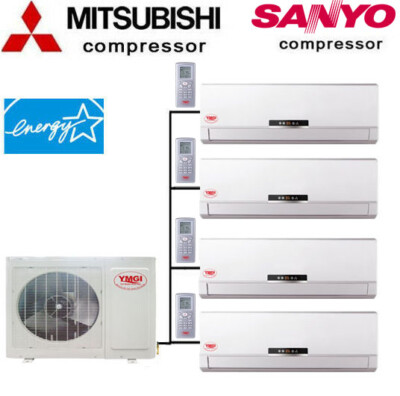 Quad 4-Zone Ductless Mini Split Air Conditioner Heat Pump, 48000 BTU YMGI