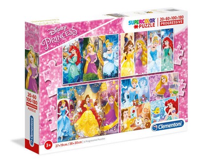 Puzzle 4w1. Supercolor. Księżniczki Disneya