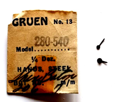Gruen 280 Watch Hands Blue Steel Baton ''One Pair'' Genuine Gruen Watch Parts