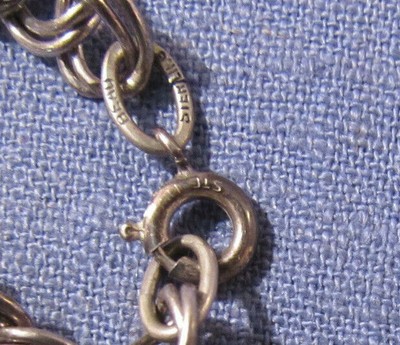 VINTAGE BEAU STERLING SILVER DOUBLE LINK CHARM BRACELET WITH 3 BEAU CHARMS