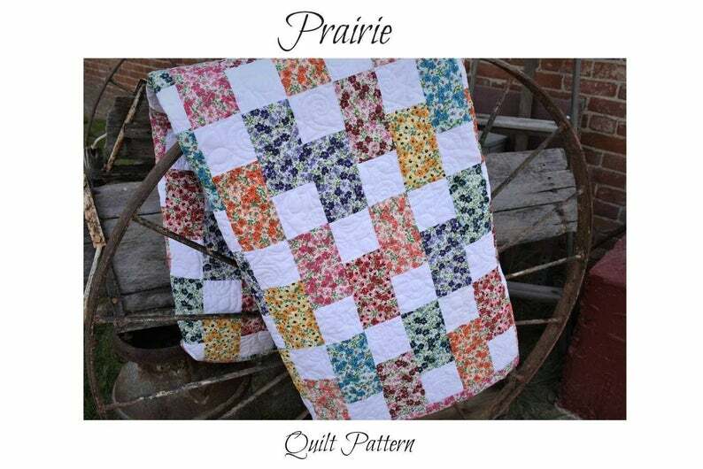 PRE-CUT Prairie Flowers Quilt Kit: Fabric, Pattern, Binding, Backing Included! 