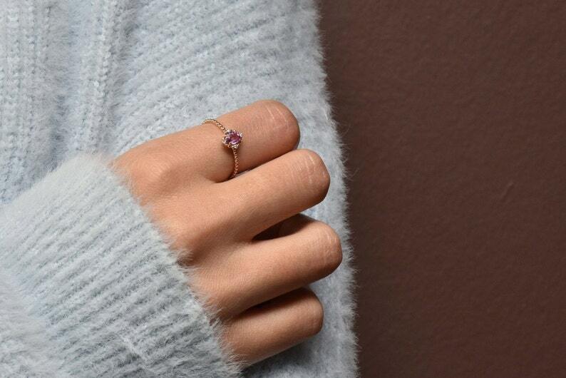Pre-owned Handmade Oval Pink Sapphire, 14k Rose Gold Pink Sapphire And Diamond Ring, Natural Pink In White