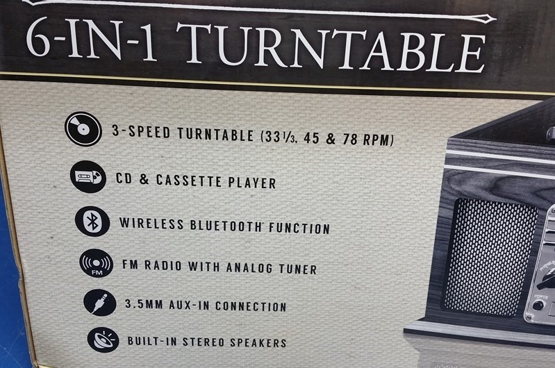 Victrola Nostalgic Classic 6-in-1 Bluetooth Turntable Entertainment Center Grey