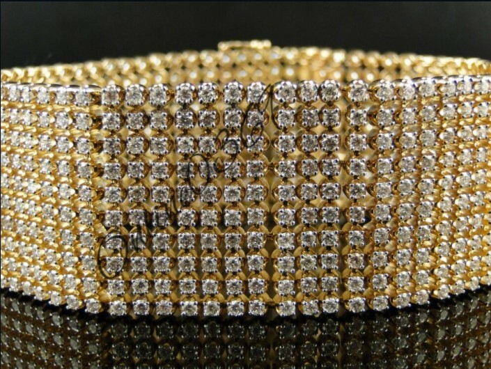 Pre-owned Online0369 Mens 9ct Round Moissanite 10 Row Broad Tennis Link Bracelet 925 Silver Free Stud In White