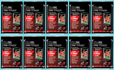 10 Ultra Pro ONE TOUCH MAGNETIC 130PT BLACK BORDER UV Trading Card Case Holders