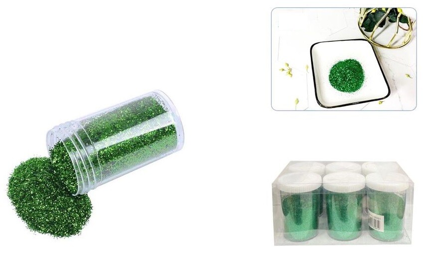 Set 6 Pz Brillantini Glitter Verde Scuro Decorazione Porporina Polvere 100g cir