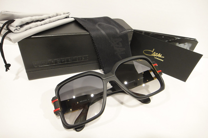 Pre-owned Cazal 623/302 Sunglasses 623 Color 011 Matt Black Red Authentic In Grey Gradient