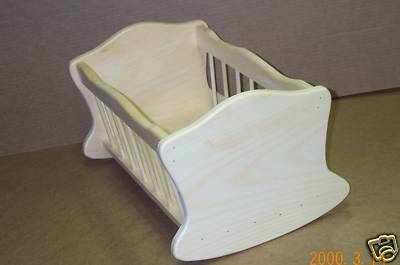  WOODEN DOLL CRADLE UNFINISHED PINE WOOD GIRLS HAND MADE dowell SIDES 19" inside