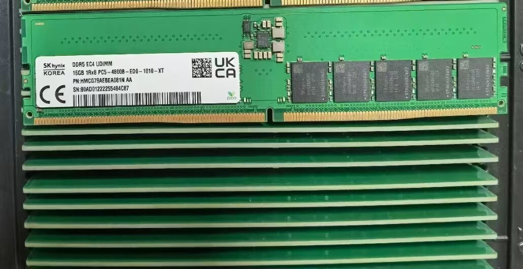 8枚/128G SKhynix DDR5 16GB ECC Registered Hynix 128GB DDR5 EC8 RDIMM REG HMCT04MEERA129N