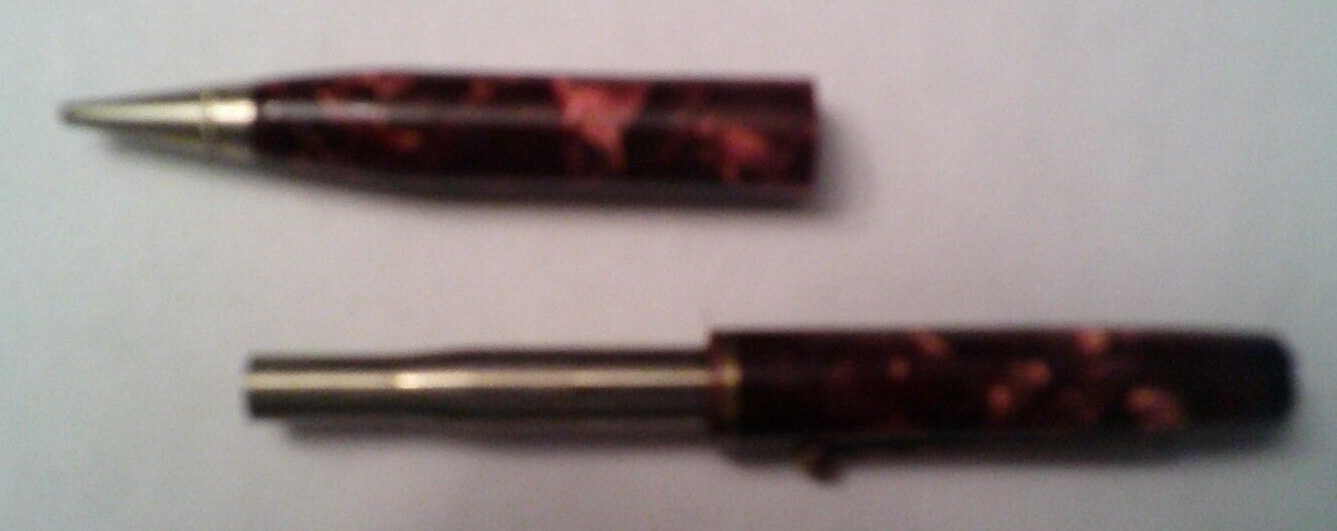 Vintage Writing Instrument Pen Pencil Marble Brown Swirl with Clip