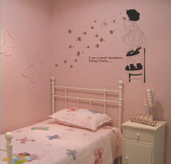 Girl Dandelion Vinyl Home Room Decor Wall Decal Sticker Bedroom Removable Mural