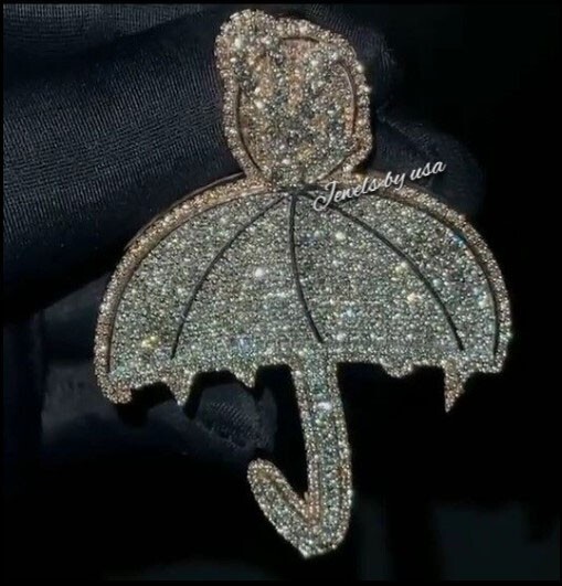 Pre-owned Nsg Real Iced Men's D/vvs Moissanite 3d Umbrella Customize Iced Pendant 925 Silver In White