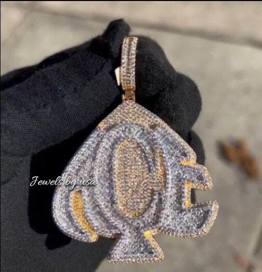 Pre-owned Nsg 100% Genuine Moissanite Customized Rapper Pendant For Men's Free Gift 925 Silver In White